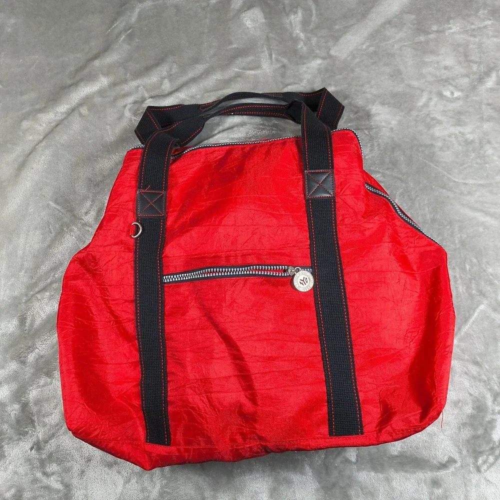 Vintage New York Company Duffle Bag Red 1996 Retro NYC Token 90s Pockets 17x15